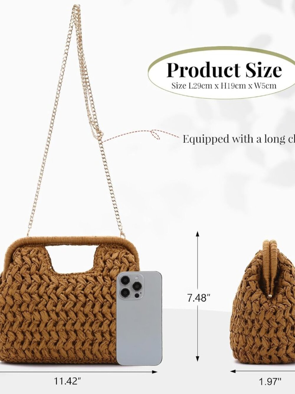 Straw Clutch Purses for Women Dumpling Bag Summer Beach Woven Handbag - Picture 4 of 7